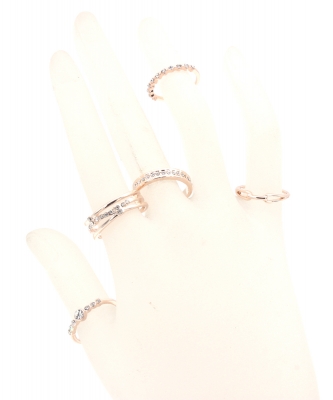 5Pcs  Rhinestone Ring Set  RZ300122 ROSEGOLD CL